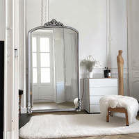 Miroir décoratif antique de grande taille, luxueux, en bois, avec cadre en forme d'arche dorée et fleurs, respectueux de l'environnement
