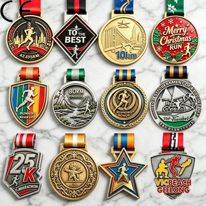 Créez votre propre médaille en alliage de zinc émaillé souple pour la course de marathon, récompense pour les vainqueurs, avec rubans personnalisés - Product Image 1