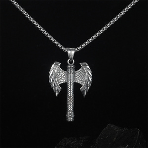 Bajo MOQ de alta calidad gran descuento el vikingo <span class=keywords><strong>tomahawk</strong></span> colgante de plata hacha hip hop Collar para hombres - Product Image 4