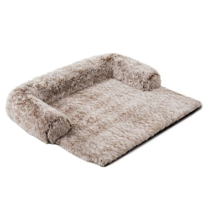 Nueva funda de sofá de Venta caliente color crema cuadrado grande de piel sintética polar de felpa desmontable cama para mascotas con cremallera - Product Image 3