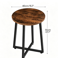 Mesa Auxiliar Redonda con Tapa de Madera y Estructura Metálica Industrial, Mesa Auxiliar Circular Pequeña para Sofá, para Sala de Estar, Dormitorio, Decoración del Hogar