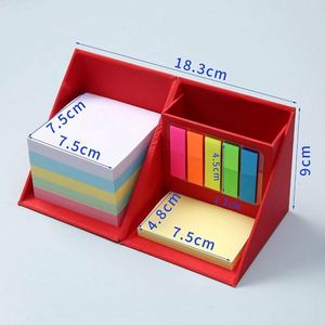 Custom PET <b>Sticky</b> <b>Notes</b> Cube Set with Rotating Foldable Dispenser and Pen Holder Promotional Desk Organizer with Logo - Product Image 4