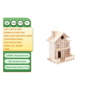 Bitmemiş asılı kuş evi 100% ahşap ahşap yapılmış iki katlı yazlık kuş evi - Product Image 1