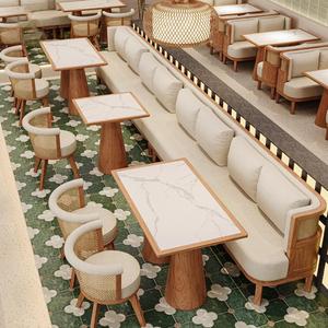Semplice contemporaneo sud-est asiatico commerciale in pelle bar sedia con struttura in legno Rattan Design Hotel sala da pranzo bar uso - Product Image 4