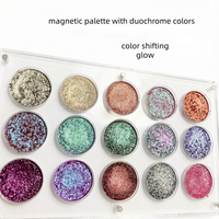 Palette de fards à paupières acryliques rechargeables 15 couleurs, boîte magnétique, organiseur de maquillage cosmétique, beauté duochrome diamant, étui pour 26 mm de fards