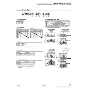 Régulateur de collecteur compact SMC ARM11A1-S03 pièces pneumatiques - Product Image 1