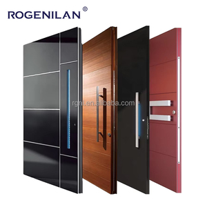 Rogenilan hiện đại gương Bảng điều khiển lối vào pivot thiết kế cửa bọc thép nhà đúc nhôm an ninh cửa ra vào chính - Product Image 4