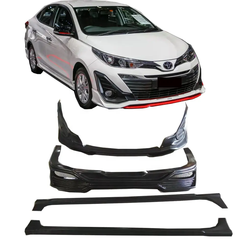 car body kit for 2018 -2020 Toyota Yaris front lip rear diffuser lip side skirts for toyota yaris vios TRD exterior body kits