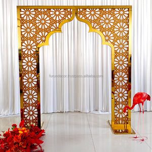 Arche de mariage sculptée à succès du fabricant, décoration de fond de fête de luxe, fournitures pour fête de mariage - Product Image 1