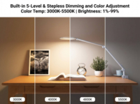 Lampe de bureau LED avec variateur tactile/télécommande, alimentation CA, 95 CRI, design pliable en métal pour étudiants, lampe de chevet – Écologique et protectrice des yeux