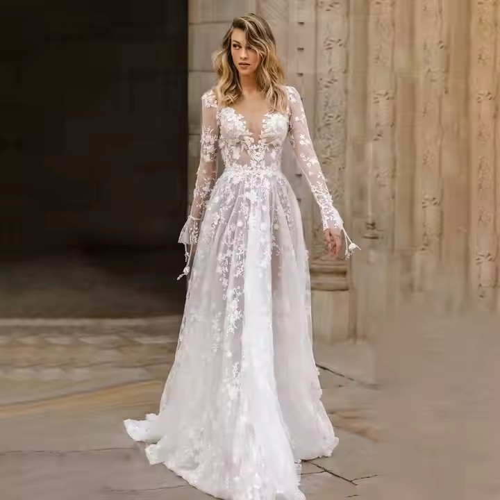 full sleeve gown for wedding
