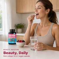 Capsules de collagène multi-sources à marque privée 14-en-1 avec 10 000 mcg de biotine, kératine et acide hyaluronique pour cheveux, peau et ongles