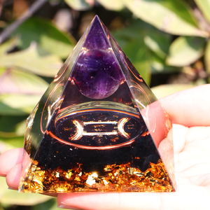 Kim tự tháp pha lê chữa bệnh 50mm 60mm 12 cung hoàng đạo, kim tự tháp orgonite thiền định - Product Image 3