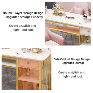 Table de <span class=keywords><strong>manucure</strong></span> double moderne de luxe, table à ongles professionnelle portable en bois avec collecteur de poussière, ensemble de chaises pour centre commercial, salon - Product Image 4