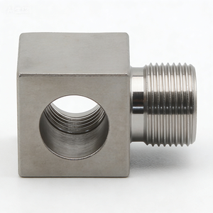 Adaptateur de fluide à angle droit en acier inoxydable à filetage personnalisé, fourni par l'usine pour les conduites pneumatiques et hydrauliques - Product Image 1