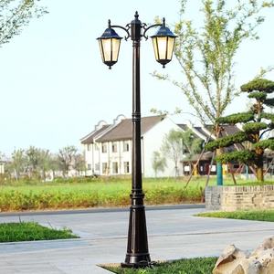 حديقة LED 2 رأس منظر طبيعي على الطراز الأوروبي في الهواء الطلق مصابيح عمود الحديقة للأماكن الخارجية - Product Image 4