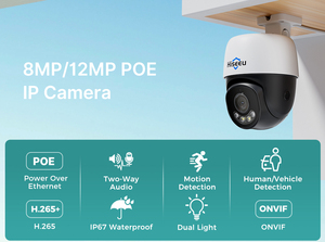 Caméra Dôme POE 12MP à Compression H.265, Double Éclairage, Objectif Fixe Optionnel, Audio Bidirectionnel, IP67, Réseau Extérieur 4K, En Vente YHD912 - Product Image 4