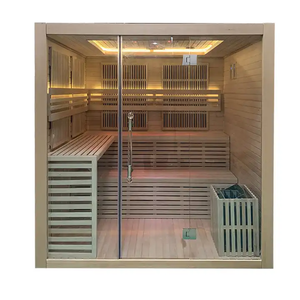 Saunas secs à vapeur sèche en bois massif Helius HL-IS 1102 de luxe pour intérieur, 6 personnes, grande taille, sauna hybride, panneau de commande informatique, traverse - Product Image 3