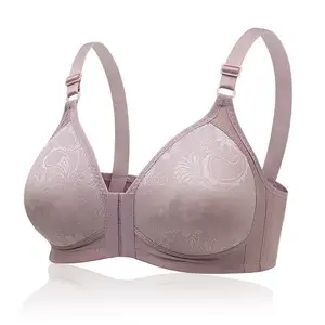 Middle aged and elderly women's large bra with fashionable front and no steel ring