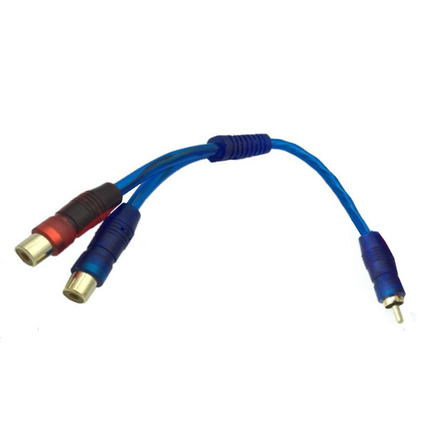Gold RCA Male Plug 0.2m 2 RCA Female Jack Adapter Cable with PVC Jacket Audio Y Cable with 1 RCA Male and 2XRCA Female