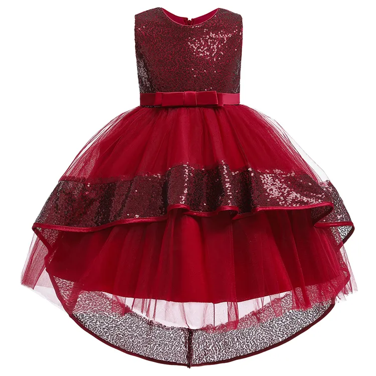 Rote Blume Mädchen Hochzeit Party Kleider Ballkleid Schöne Baby Mädchen Kleinkind Festzug Kleider Kleid