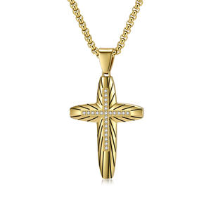 Hip Hop Curved Surface Zircon Religious <b>Cross</b> Anti Non Tarnish WaterProof Stainless Steel Fashion Jewelry Pendant <b>Necklaces</b> <b>Men</b> - Product Image 4