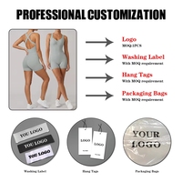 Combinaison de sport sans manches pour femme avec logo personnalisé, short de yoga, justaucorps dos nu croisé, vêtements de sport pour la gym