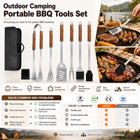 Ensemble d'outils de barbecue portables pour le camping en plein air avec logo personnalisé, OEM ODM, kit d'outils de grillade en acier inoxydable