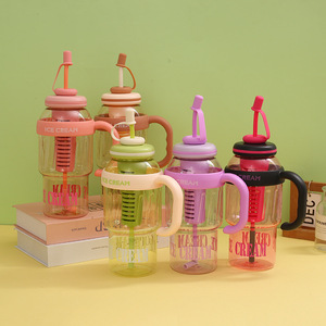 IStapromo Gifts 1200 ML Large Sport Camping Water Kettle Cute <b>Plastic</b> Summer <b>Drinking</b> <b>Straw</b> Water Bottle with Filter - Product Image 2