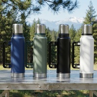 Bouteille isotherme portable de 1000 ml en gros, thermos à double paroi isolé pour café, bouteille d'eau de voyage de 1 L pour Yerba Maté