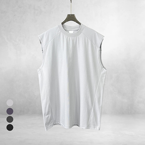 Sleeveless Athletic Streetwear 2025 <b>Men's</b> Multi-Panel Oversized Street <b>Vest</b> - Product Image 3