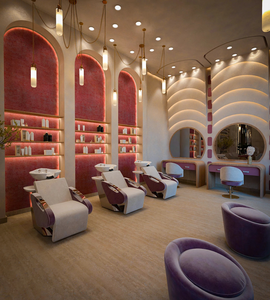 High-End Beauty Salon Styling Station Marble Design Professional Barber Shop Fitting Solution D2P Service - Product Image 1