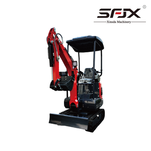 Mini-excavatrice sur chenilles SFJX rouge, équipement de construction à moteur hydraulique - Product Image 4