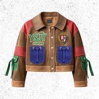 Vestes en cuir varsity personnalisées OEM, coupe courte, avec broderie de patchs, manches en cuir, veste varsity pour homme