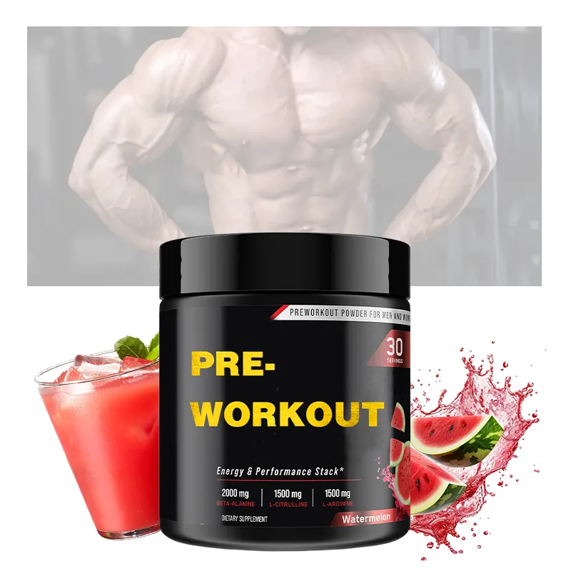 Vitamin C pre workout energy drink Beta Alanine watermelon flavor PreWorkout Powder