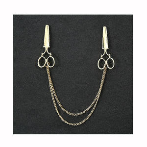 Vintage Moda Avião Tesoura Forma Homens Longa Cadeia Broches Terno dos homens Vestuário Acessórios Ornamento Broche Decorativo Pin - Product Image 1