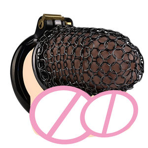 Cage de chasteté masculine en acier FRRK anneaux de pénis en maille avec verrouillage en maille ceinture de chasteté en métal érotique BDSM jouets sexuels pour adultes pour hommes - Product Image 2