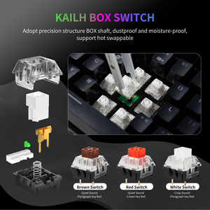 87 phím RGB Backlit nhỏ gọn Bàn phím <span class=keywords><strong>mini</strong></span> USB Type-C có dây trao đổi nóng Ergonomic chuyển đổi màu đỏ chơi game Bàn Phím Cơ khí cho máy tính xách tay - Product Image 3