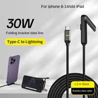 Câble USB-C de charge rapide 240W/65W/30W 5A avec support de téléphone pliable, 1,5 m, tressé en nylon, puce E-Marker, transfert de données 480 Mbps pour iPhone et ordinateur