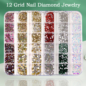 อุปกรณ์ตกแต่งเล็บแบบกลม 12 ช่อง 16 แบบ คละสี พร้อมเพชรติดเล็บแบบแบน - Product Image 2