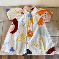 Ensemble robe et chemise à manches courtes en coton à motif de dessin animé décontracté pour garçons et bébés filles, pour tenues frère-sœur