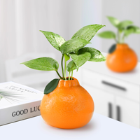 Vas Keramik Simulasi Oranye Pot Hidroponik Pothos Minimalis Elegan & Tahan Lama Dekorasi Meja Rumah