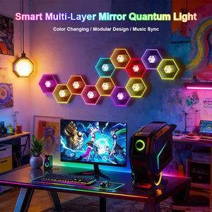 Lámpara de Pared Hexagonal Inteligente RGB LEDEAST NY-QCJ, Control Inalámbrico BLE, Luz LED Ambiental para Configuración de Juegos, Decoración de Interiores del Hogar - Product Image 1