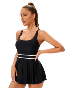 Stylish European American <b>Women's</b> Fitness <b>Swimwear</b> One-Piece Beachwear <b>Sexy</b> Back Cut-Out Solid Pattern Color Block Design - Product Image 5