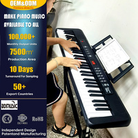 Teclado Electrónico de 61 Teclas BD681, Piano de Plástico para Estudiantes, Ancho de Tecla Blanco de 2.2cm, Funciona con Pilas AA, Portátil para Práctica en Casa y Viajes, 200 Tonos
