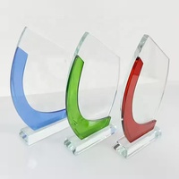 Plaque de récompense en verre personnalisée par sublimation, logo artisanal, couleur bleue, gravée, trophée en cristal de verre, prix abordable