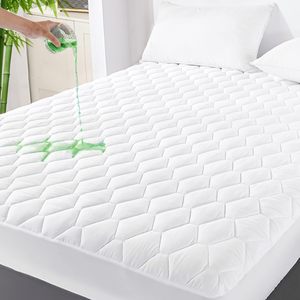 Protecteur de <span class=keywords><strong>matelas</strong></span> matelassé <span class=keywords><strong>imperméable</strong></span> en bambou, écologique, respirant, silencieux, anti-poussière, lavable en machine - Product Image 1