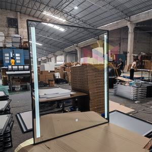 Beauty Gold <strong>Tall</strong> Barber <strong>Arched</strong> Shop Hair Salon <strong>Mirror</strong> Designs Station With Led Lighting Double Sided - Product Image 4