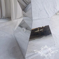 Table à gâteau de mariage en acier inoxydable en forme de diamant argenté