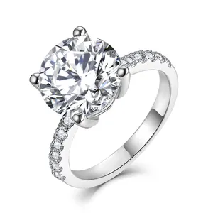 Individueller 925er Sterlingsilber Moissanit Verlobungs-/Diamantsring 4ct Moissanit Ehering mit GRA Zertifikat
